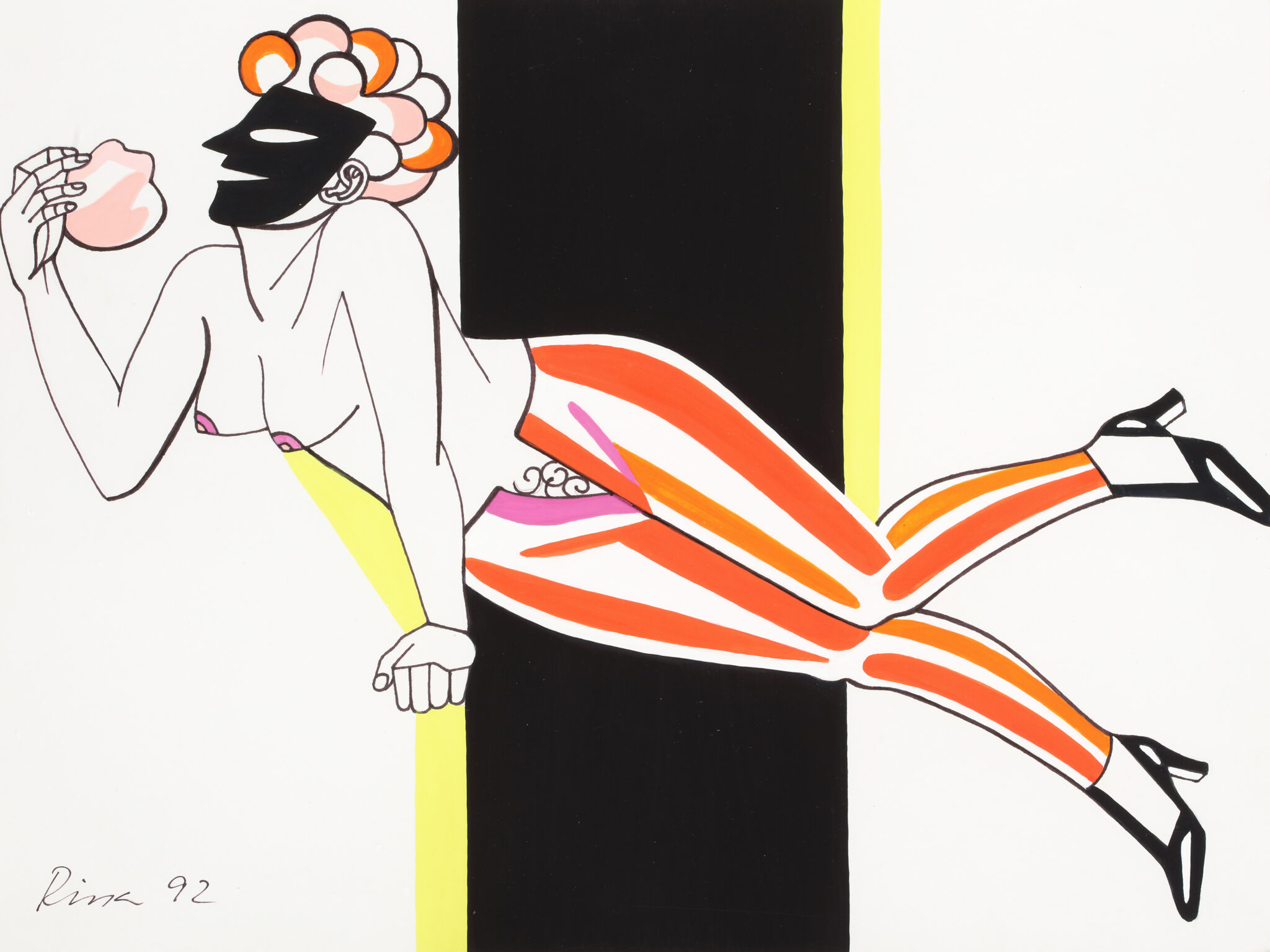Behutsam strich er mit der Puderquaste 1992 27x36cm Gouache Tusche Foto RMaass 2K9A0023